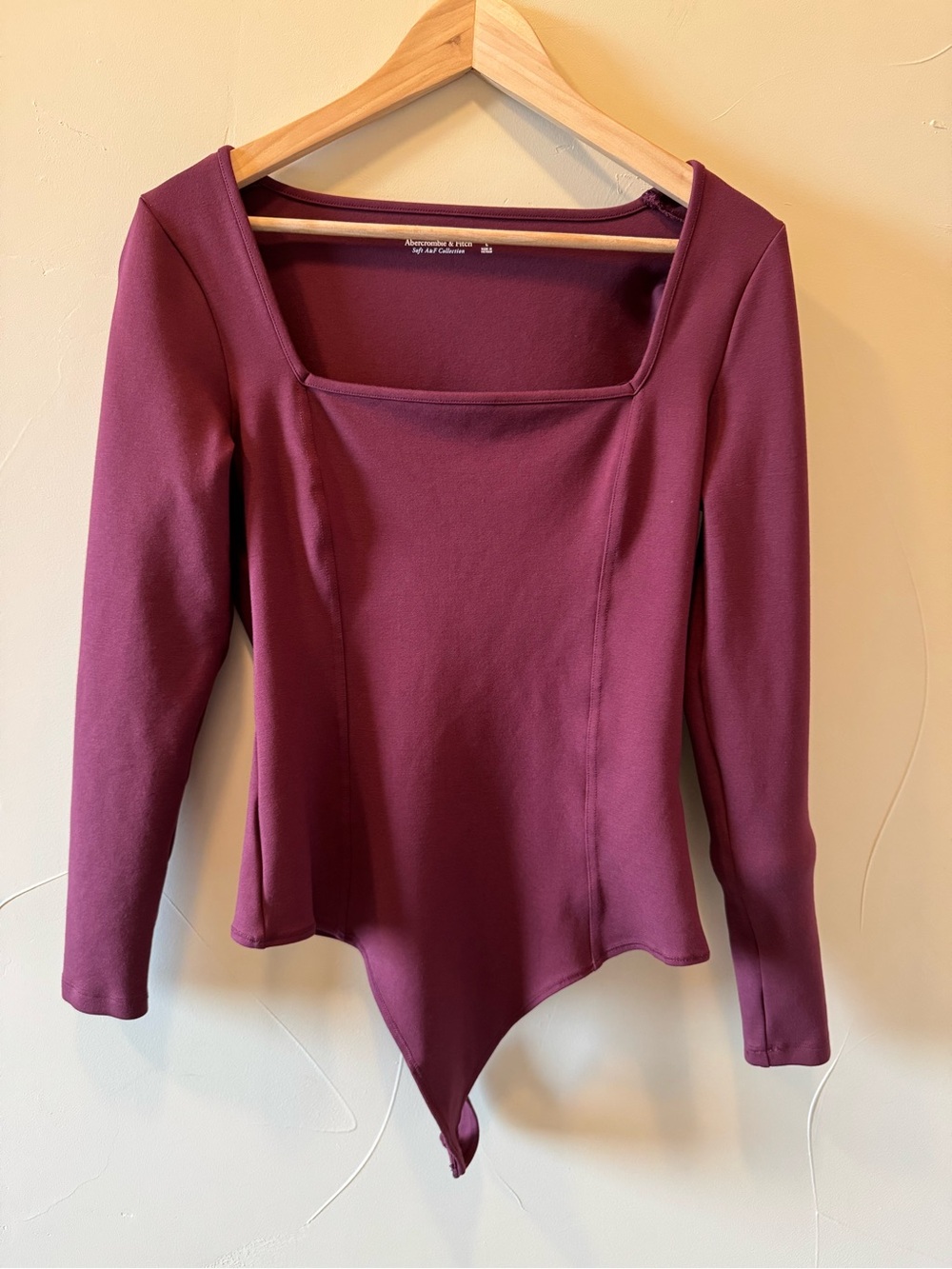 Abercrombie & Fitch Square Neck Long Sleeve Bodysuit Burgundy Size L